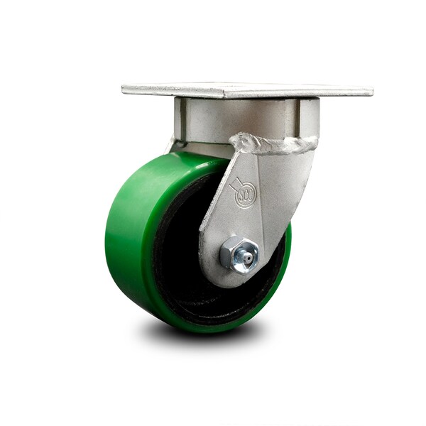 4 Inch Kingpinless Green Poly on Steel Wheel Swivel Top Plate Caster SCC